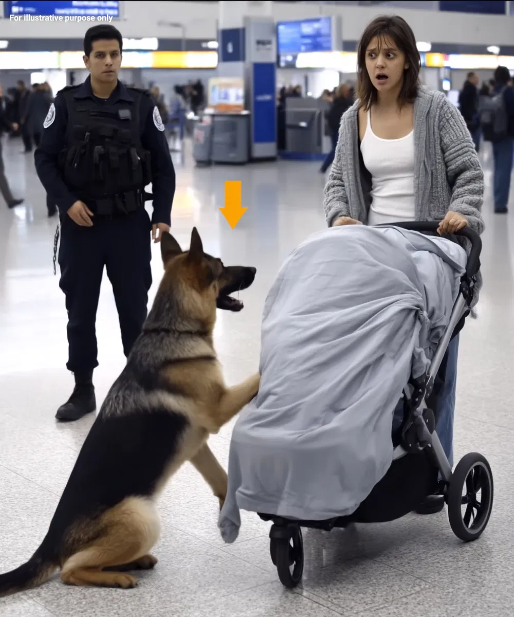 Luna, berger allemand en service à l'aéroport