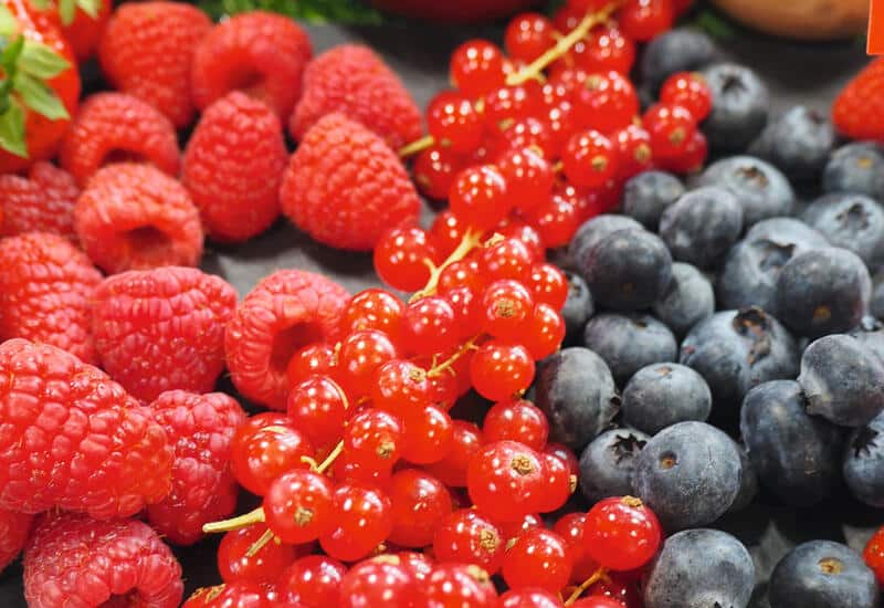Assiette de fruits rouges riches en antioxydants