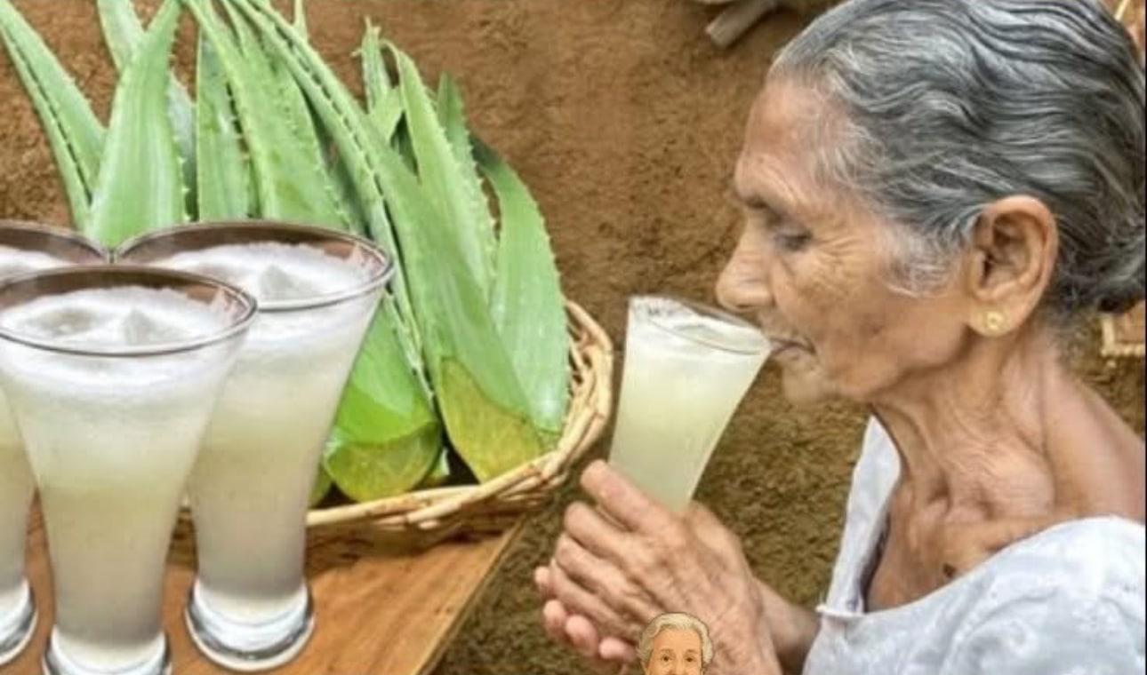 Verre d'eau d'aloe vera frais