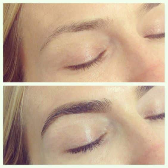 Comparaison avant/après application du sérum pour sourcils