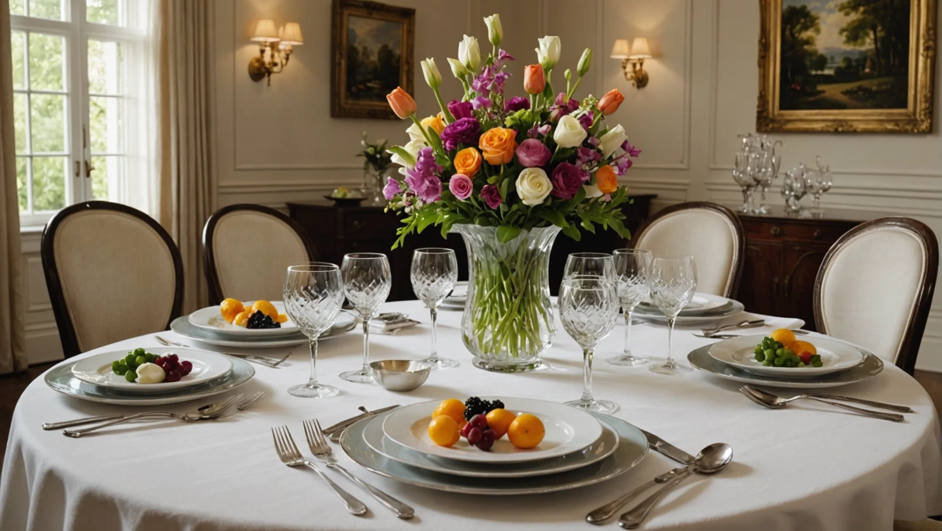 Table dress&eacute;e pour un d&icirc;ner familial chaleureux