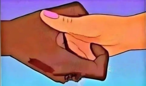 Gros plan sur deux mains qui se touchent légèrement