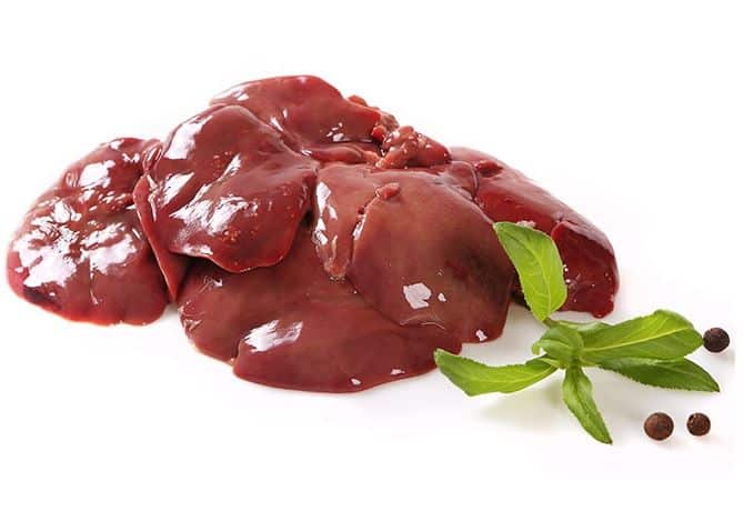Foie de volaille cru prêt à cuisiner