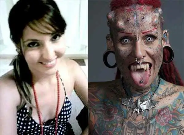 Maria José Cristerna montrant ses tatouages élaborés